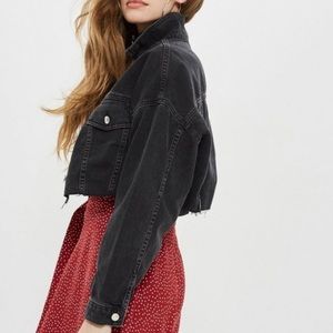 Topshop black cropped jean jacket